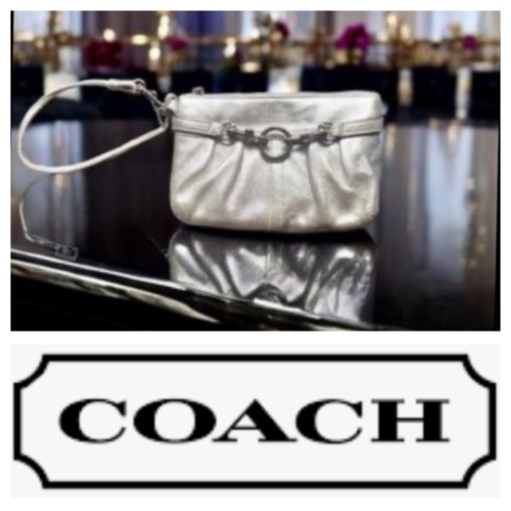 Coach vintage metallic pleated wristlet in ‘champagne’